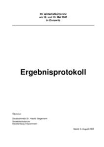 35. Amtschefkonferenz am 18. und 19. Mai 2005 in Zinnowitz Ergebnisprotokoll