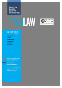 Faculty of Law Newsletter Summer 2014 University of Otago  OTAGOLAW