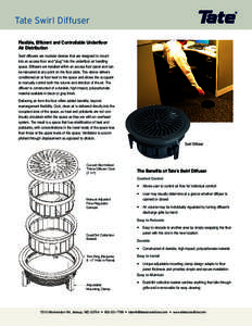 Tate Swirl Diffuser Flexible, Efficient and Controllable Underfloor Air Distribution Swirl diffusers are modular devices that are designed to mount into an access floor and “plug” into the underfloor air handling spa