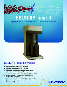 BELSORP-mini II  High Precision Surface Area and Pore Size Analyzer BELSORP-mini II Features n