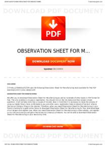BOOKS ABOUT OBSERVATION SHEET FOR MANUFACTURING  Cityhalllosangeles.com OBSERVATION SHEET FOR M...