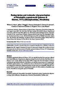 ZooKeys 338: 1–doi: zookeysRedescription of Placobdella cryptobranchii  A peer-reviewed open-access journal