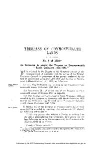 TBESPASS ON COMMONWEALTH LANDS. No. 9 of[removed]An Ordinance to amend the Trespass on Commonwealth Lands Ordinance[removed].^