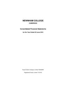 NEWNHAM COLLEGE CAMBRIDGE Consolidated Financial Statements for the Year Ended 30 June 2010