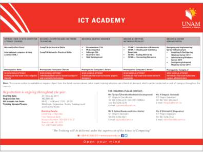ICT ACADEMY IMPROVE YOUR CV WITH COMPUTER LITERACY COURSES BECOME A COMPUTER AND A NETWORK TECHNICIAN