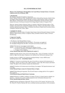 IFLA NEWSPAPERS SECTION Minutes of the 22nd Business Meeting Held at the Council Room, National Library of Australia Canberra on the 21st of February[removed]Introductions The chairman welcomed all attendees to the meet