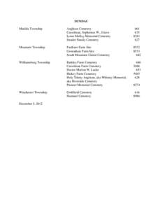 Microsoft Word - Dundas Unregistered Cemeteries, December 5, 2012.wpd