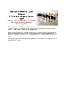 /  School of Dance Open House & Student Appreciation Day