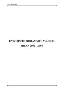 UM5A : Bilan[removed]UNIVERSITE MOHAMMED V-AGDAL BILAN[removed]  UM5A : Bilan[removed]