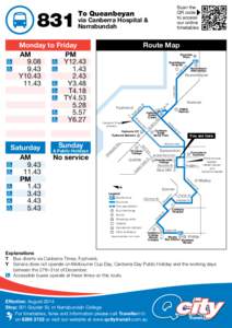 To Queanbeyan  via Canberra Hospital & Narrabundah  Route Map