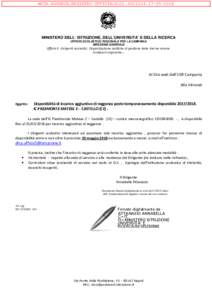 DISPONIBILITA sino alREGGENZA TEMPORANEA IC CASTELLO PIEDIMONTE MATESE CE