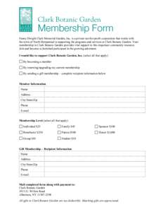 Clark Botanic Garden Membership/Gift Form