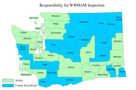 Responsibility for WWHAM Inspection Whatcom Pend Oreille