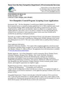 News from the New Hampshire Department of Environmental Services  29 Hazen Drive, Concord, NH 03302­0095  For information online, visit www.des.nh.gov  James P. Martin, Public Information Office