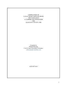 COMPILATION OF CANAL TRADE ARTICLES FROM THE ALLEGANIAN A CUMBERLAND NEWSPAPER 1866 ALLEGANY COUNTY, MD