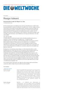 Gesundheit: Riesiger Aufwand | Die Weltwoche, Ausgabe | Montag, 20. JanuarGesundheit Riesiger Aufwand Bundesrat Berset rückt den Bürgern zu Leibe.