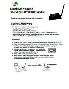 Digi XTend-PKG-U USB RF Modem Quick Start Guide