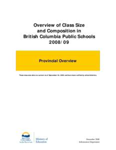 Overview of Class Size and Composition in British Columbia Public SchoolsProvincial Overview