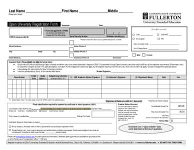 Last Name  First Name Open University Registration Form