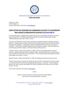 Microsoft Word - NLGA Press Advisory New Research on Gubernatorial SuccessionFINAL