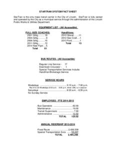 StarTran Fact Sheet (Updated October 2014)