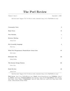 Software engineering / CPAN / Brian d foy / Damian Conway / Mod perl / Randal L. Schwartz / Plain Old Documentation / XS / Kevin Lenzo / Computing / Computer programming / Perl