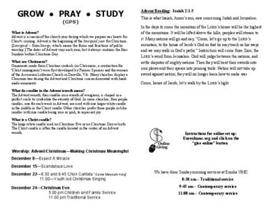 GROW ● PRAY ● STUDY (GPS) What is Advent?