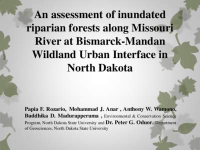 An assessment of inundated riparian forests along Missouri River at Bismarck-Mandan Wildland Urban Interface in North Dakota