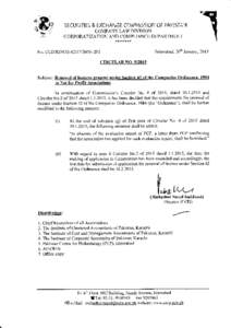 SECURITIES & EXCHANGE COMMISSION OF PAKISTAN COMPANY LAW DIVISION CORPORATIZATION AND COMPLIANCE DEPARTMENT ******* Islamabad, 30 th January, 2015