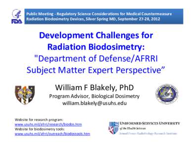 Radioactivity / Acute radiation syndrome / Ionizing radiation / Biodosimetry / Armed Forces Radiobiology Research Institute / Radiation therapy / Tocotrienol / Gray / Medicine / Health / Radiobiology