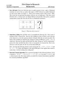 Quantum Computation First Steps in Research Homework