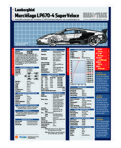 Murciélago LP670-4 SuperVeloce Automobili Lamborghini SpA, Via Modena, 12, 40019 Sant’Agata Bolognese, Italy; www.lamborghini.com