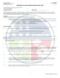 Addendum to Loan Guarantee Enrollment Form