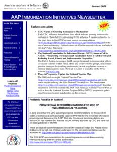 January[removed]AAP IMMUNIZATION INITIATIVES NEWSLETTER  Inside this issue: