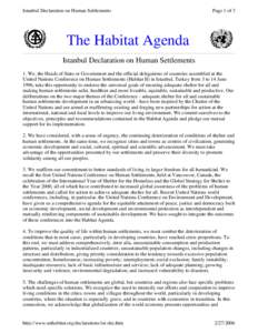 Istanbul Declaration on Human Settlements  Page 1 of 3 The Habitat Agenda Istanbul Declaration on Human Settlements