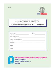 Sr. No.  RIGHT TO SERVICE APPLICATION FOR GRANT OF PERMISSION FOR SALE / GIFT / TRANSFER