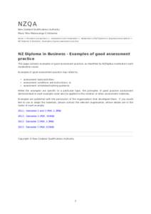 NZQA  New Zealand Qualifications Authority Mana Tohu Matauranga O Aotearoa Home > Providers and partners > Assessment and moderation > Moderation of NZ Diploma in Business prescriptions > NZ Diploma in Business - Example