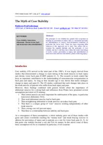 CPDO Online Journal (2007) , June, p1-17. www.cpdo.net  The Myth of Core Stability Professor Eyal Lederman CPDO Ltd., 15 Harberton Road, London N19 3JS, UK