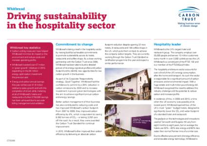 Whitbread / The Carbon Trust / Premier Inn / Carbon footprint / Carbon neutrality / Low-carbon economy / Sustainability / Carbon diet / Carbon finance / Environment / Department of Energy and Climate Change