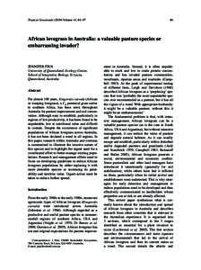 Tropical Grasslands[removed]Volume 43, 86–[removed]African lovegrass in Australia: a valuable pasture species or embarrassing invader?