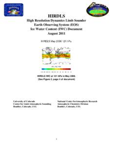 SC-HIR[removed]HIRDLS High Resolution Dynamics Limb Sounder Earth Observing System (EOS) Ice Water Content (IWC) Document