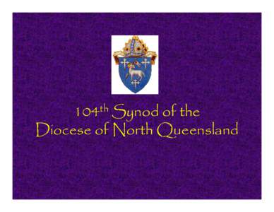 104th Synod of the Diocese of North Queensland Theme: The Church  Now is the time