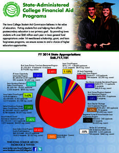 State-Administered College Financial Aid Programs The Iowa College Student Aid Commission believes in the value of education. Putting students first and helping them afford postsecondary education is our primary goal. By