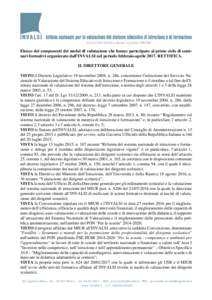 Elenco dei componenti dei nuclei di valutazione che hanno partecipato al primo ciclo di seminari formativi organizzato dall’INVALSI nel periodo febbraio-aprileRETTIFICA. IL DIRETTORE GENERALE VISTO il Decreto Le