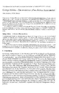 Vierteljahrsschrift der Naturforschenden Gesellschaft in Zürich: Ginkgo biloba — Ein modernes pflanzliches Arzneimittel Otto Sticher, ETH Zürich Präparate aus Ginkgo-Blättern werden in der Bun