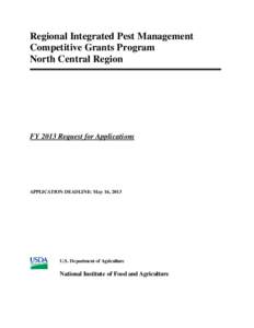 Regional Integrated Pest Management Competitive Grants Program North Central Region FY 2013 Request for Applications