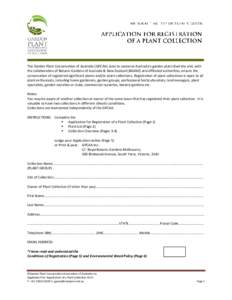 Application for Registration of a Plant Collection