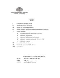 UNIVERSIDAD SIMÓN BOLÍVAR CONSEJO ACADÉMICO AGENDA