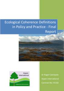 1  Ecological Coherence Definitions in Policy and Practice - Final Report