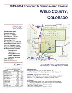 [removed]ECONOMIC & DEMOGRAPHIC PROFILE  WELD COUNTY, COLORADO SNAPSHOT[removed]STATISTICS